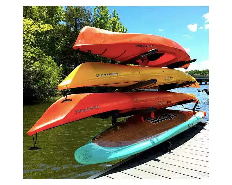 Porta Kayak Regolabile da Banchina in Acciaio a 4 Livelli, Contiene 4 Kayak