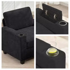 Poltrona accent in ciniglia Beige/Nero/Oro/Grigio con pouf, stile moderno, monoposto