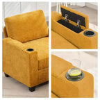 Poltrona accent in ciniglia Beige/Nero/Oro/Grigio con pouf, stile moderno, monoposto