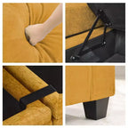 Poltrona accent in ciniglia Beige/Nero/Oro/Grigio con pouf, stile moderno, monoposto
