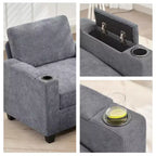 Poltrona accent in ciniglia Beige/Nero/Oro/Grigio con pouf, stile moderno, monoposto