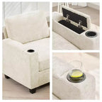 Poltrona accent in ciniglia Beige/Nero/Oro/Grigio con pouf, stile moderno, monoposto