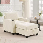 Poltrona accent in ciniglia Beige/Nero/Oro/Grigio con pouf, stile moderno, monoposto