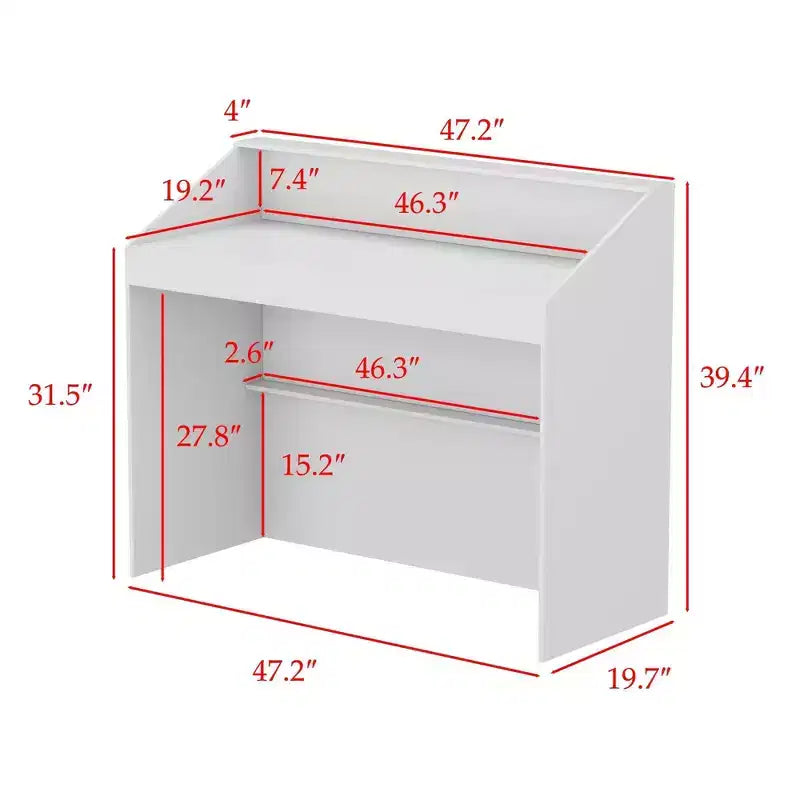 Famapy 47.2 Minimalist White Reception Desk - Professional Front Office Counter