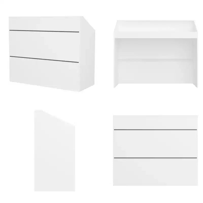 Famapy 47.2 Minimalist White Reception Desk - Professional Front Office Counter