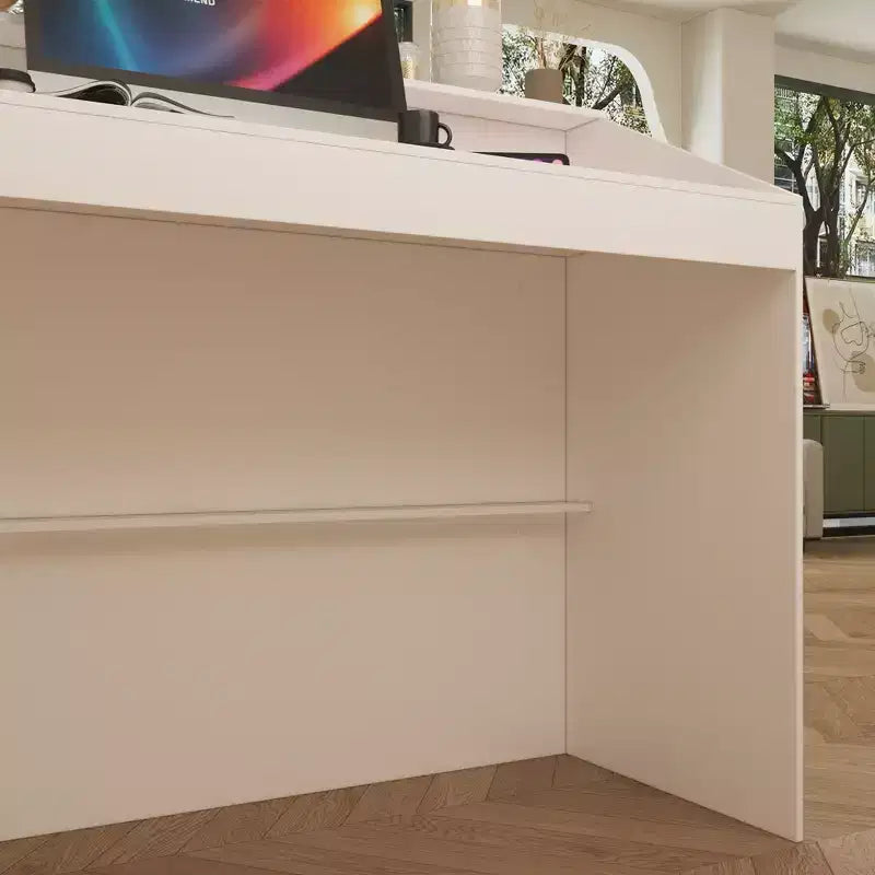Famapy 47.2 Minimalist White Reception Desk - Professional Front Office Counter