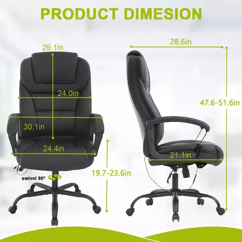 Sedia da ufficio taglie forti, Nera / Marrone / Bianca, Ecopelle, Sedile singolo, Portata 227 kg