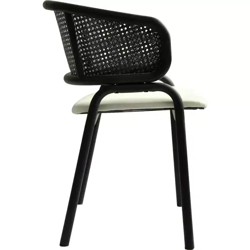 LeisureMod Ervilla Modern Dining Side Chairs Set of 4  Cozy Upholstered Accent Armchairs with Black Iron Legs, Kitchen, Dining Room, Cafe, Restaurant