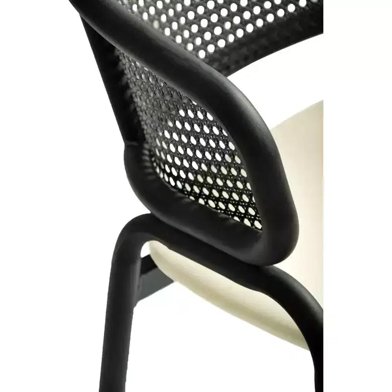 LeisureMod Ervilla Modern Dining Side Chairs Set of 4  Cozy Upholstered Accent Armchairs with Black Iron Legs, Kitchen, Dining Room, Cafe, Restaurant