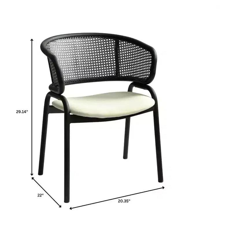 LeisureMod Ervilla Modern Dining Side Chairs Set of 4  Cozy Upholstered Accent Armchairs with Black Iron Legs, Kitchen, Dining Room, Cafe, Restaurant