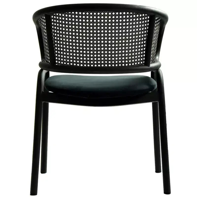 LeisureMod Ervilla Modern Dining Side Chairs Set of 4  Cozy Upholstered Accent Armchairs with Black Iron Legs, Kitchen, Dining Room, Cafe, Restaurant