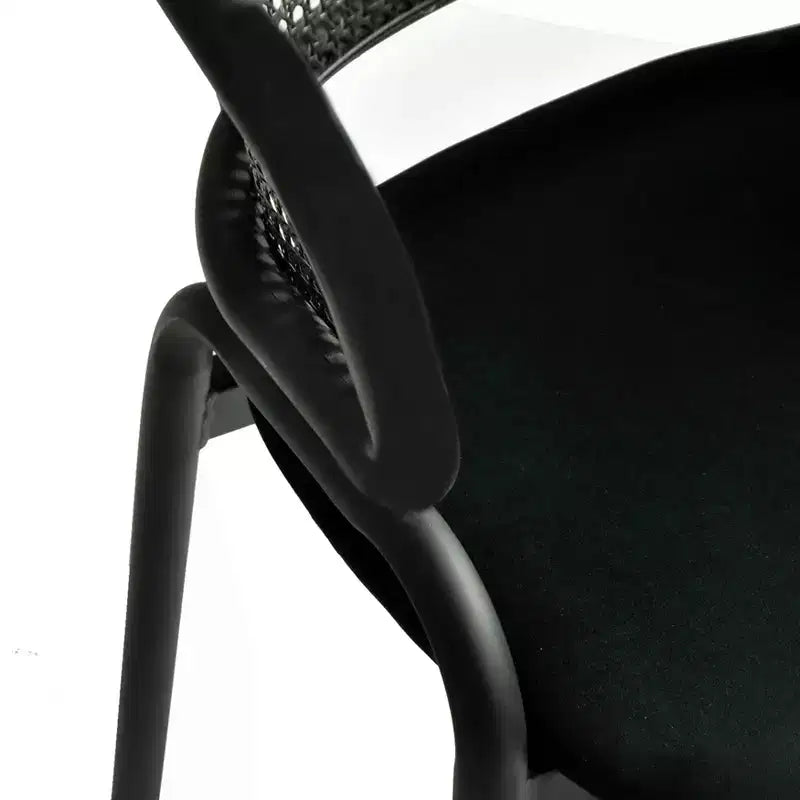 LeisureMod Ervilla Modern Dining Side Chairs Set of 4  Cozy Upholstered Accent Armchairs with Black Iron Legs, Kitchen, Dining Room, Cafe, Restaurant