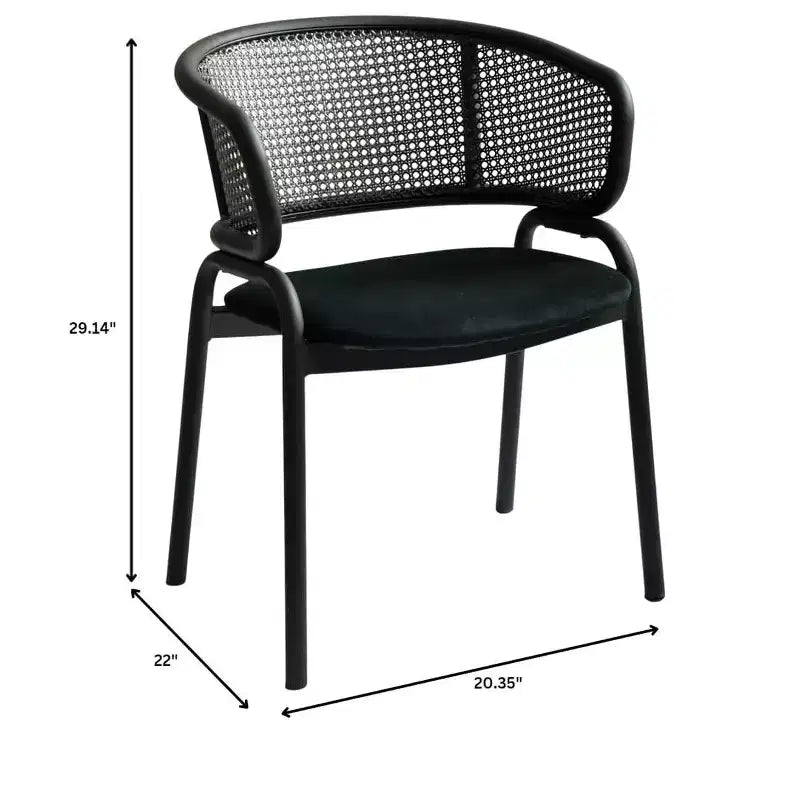 LeisureMod Ervilla Modern Dining Side Chairs Set of 4  Cozy Upholstered Accent Armchairs with Black Iron Legs, Kitchen, Dining Room, Cafe, Restaurant