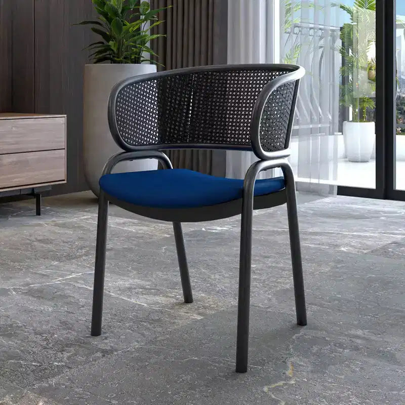 LeisureMod Ervilla Modern Dining Side Chairs Set of 4  Cozy Upholstered Accent Armchairs with Black Iron Legs, Kitchen, Dining Room, Cafe, Restaurant