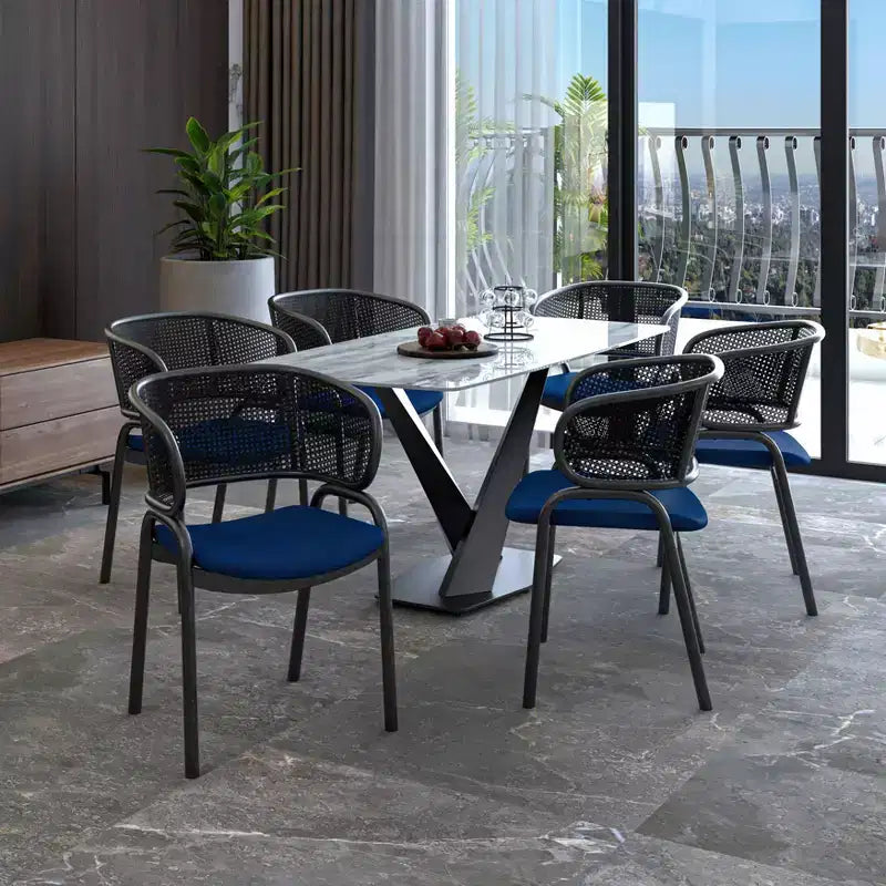 LeisureMod Ervilla Modern Dining Side Chairs Set of 4  Cozy Upholstered Accent Armchairs with Black Iron Legs, Kitchen, Dining Room, Cafe, Restaurant