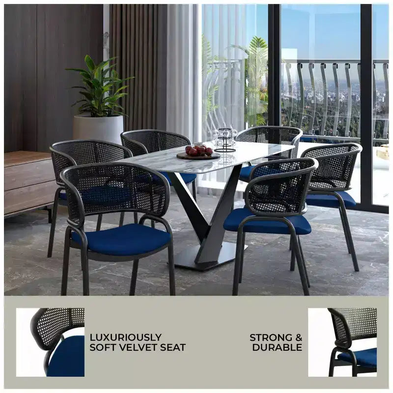 LeisureMod Ervilla Modern Dining Side Chairs Set of 4  Cozy Upholstered Accent Armchairs with Black Iron Legs, Kitchen, Dining Room, Cafe, Restaurant