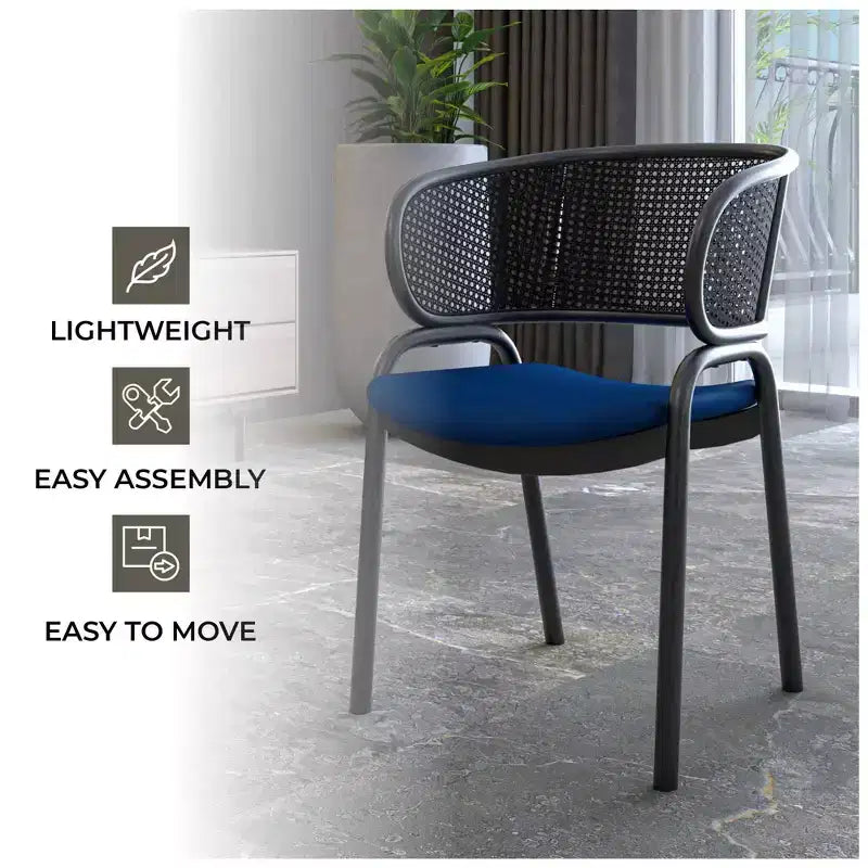 LeisureMod Ervilla Modern Dining Side Chairs Set of 4  Cozy Upholstered Accent Armchairs with Black Iron Legs, Kitchen, Dining Room, Cafe, Restaurant