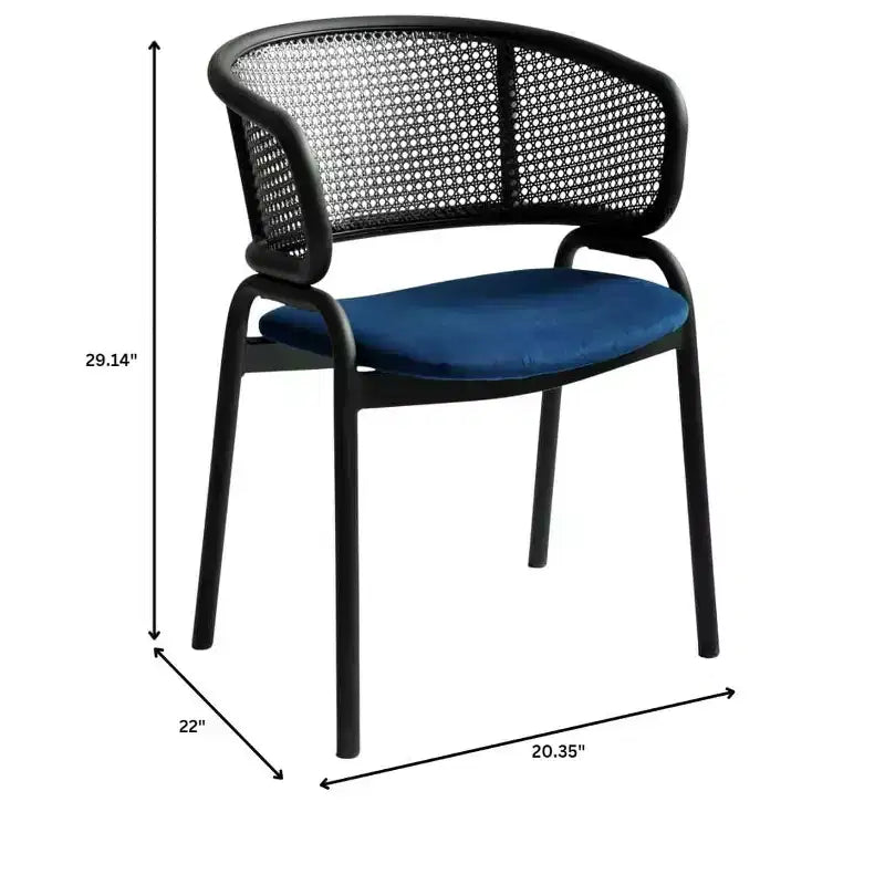 LeisureMod Ervilla Modern Dining Side Chairs Set of 4  Cozy Upholstered Accent Armchairs with Black Iron Legs, Kitchen, Dining Room, Cafe, Restaurant