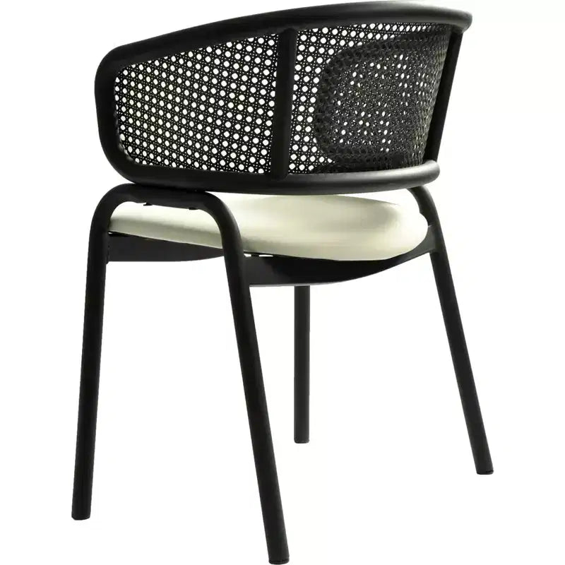 LeisureMod Ervilla Modern Dining Side Chairs Set of 4  Cozy Upholstered Accent Armchairs with Black Iron Legs, Kitchen, Dining Room, Cafe, Restaurant