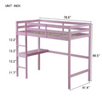 Letto a soppalco singolo rosa/bianco con scrivania integrata