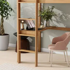 Letto a soppalco singolo rosa/bianco con scrivania integrata