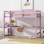 Letto a soppalco singolo rosa/bianco con scrivania integrata