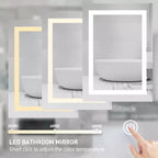 Armadietto dei medicinali da parete in alluminio color argento, 1 anta, specchio con LED