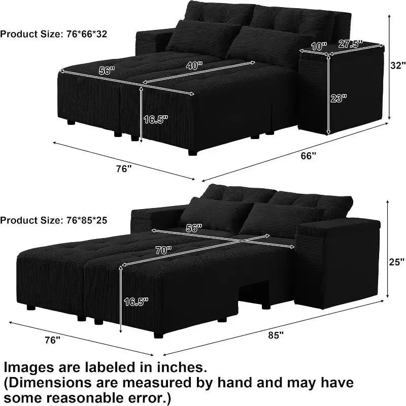 GDFStudio Andy 111 Upholstered Modular Sectional Sofa with 4 Pillows and Storage
