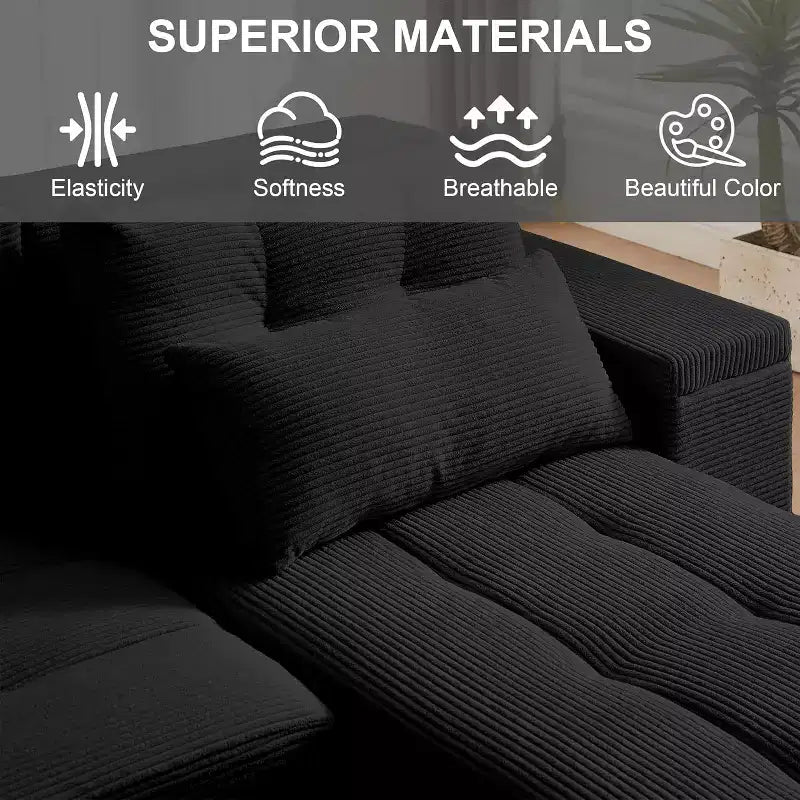 GDFStudio Andy 111 Upholstered Modular Sectional Sofa with 4 Pillows and Storage