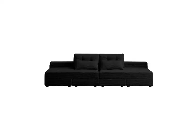 GDFStudio Andy 111 Upholstered Modular Sectional Sofa with 4 Pillows and Storage
