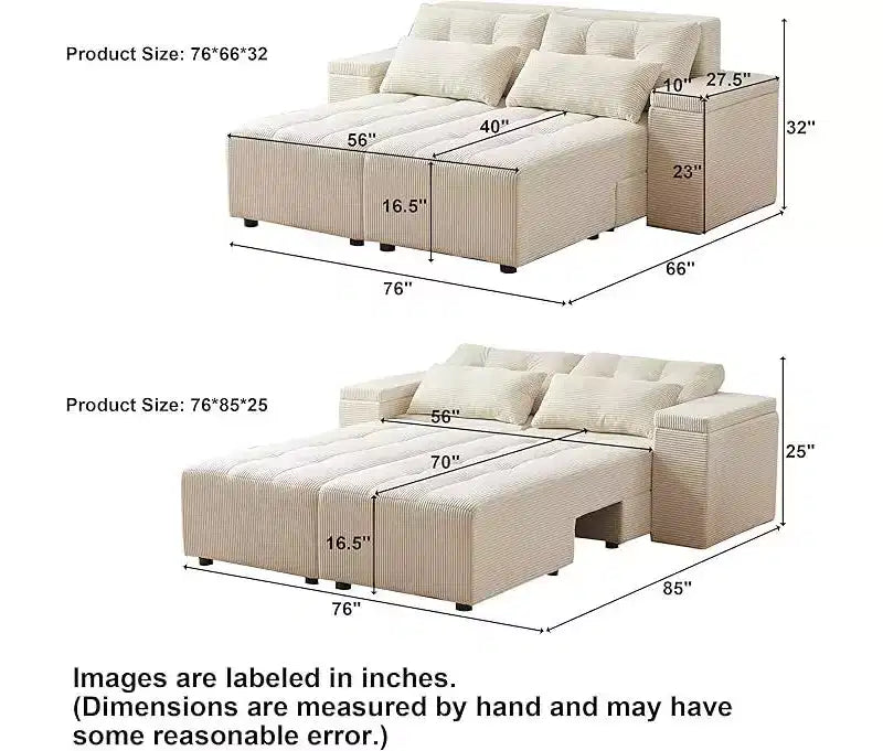 GDFStudio Andy 111 Upholstered Modular Sectional Sofa with 4 Pillows and Storage