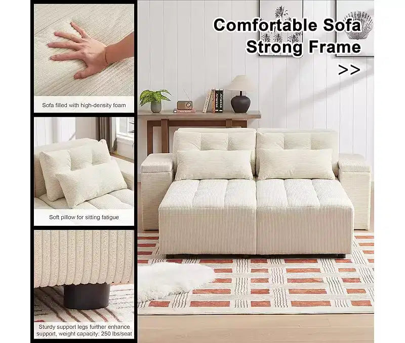 GDFStudio Andy 111 Upholstered Modular Sectional Sofa with 4 Pillows and Storage