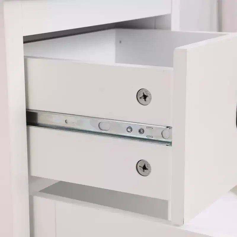 Mobile portaoggetti a torre a 5 ripiani bianco con cassetto e anta