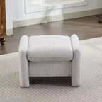 Pouf/ottomana singolo in ciniglia beige/grigio scuro/grigio/blu navy
