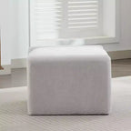 Pouf/ottomana singolo in ciniglia beige/grigio scuro/grigio/blu navy