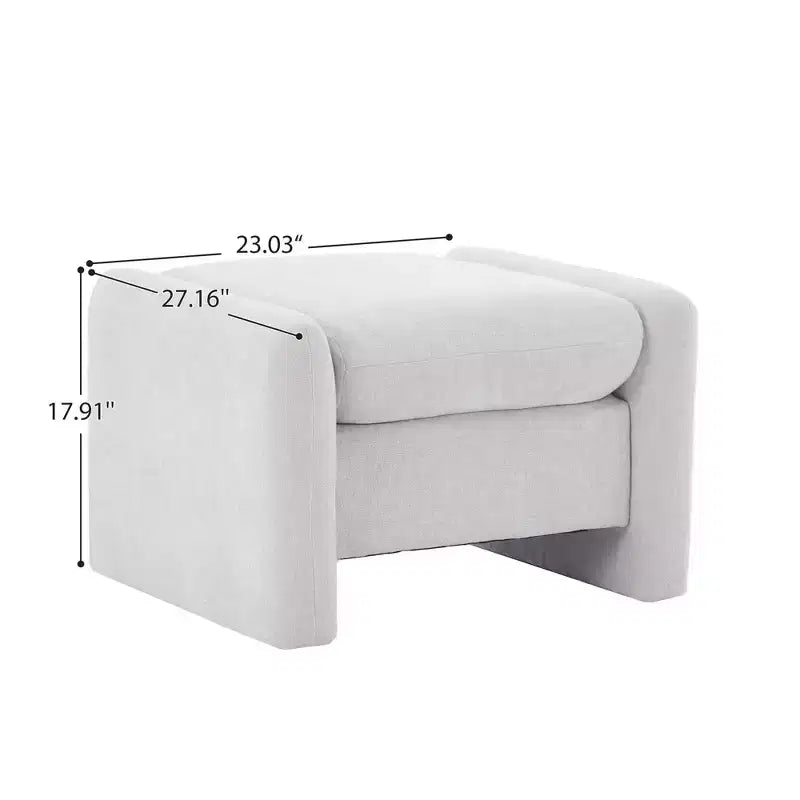 Pouf/ottomana singolo in ciniglia beige/grigio scuro/grigio/blu navy