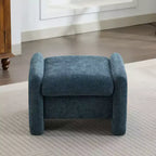 Pouf/ottomana singolo in ciniglia beige/grigio scuro/grigio/blu navy