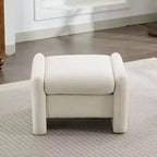 Pouf/ottomana singolo in ciniglia beige/grigio scuro/grigio/blu navy
