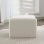 Pouf/ottomana singolo in ciniglia beige/grigio scuro/grigio/blu navy