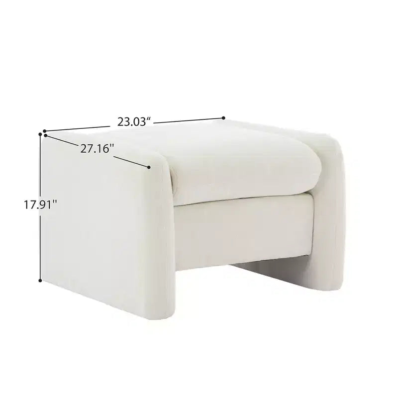 Pouf/ottomana singolo in ciniglia beige/grigio scuro/grigio/blu navy