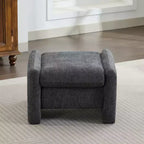 Pouf/ottomana singolo in ciniglia beige/grigio scuro/grigio/blu navy