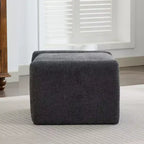Pouf/ottomana singolo in ciniglia beige/grigio scuro/grigio/blu navy