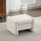 Pouf/ottomana singolo in ciniglia beige/grigio scuro/grigio/blu navy