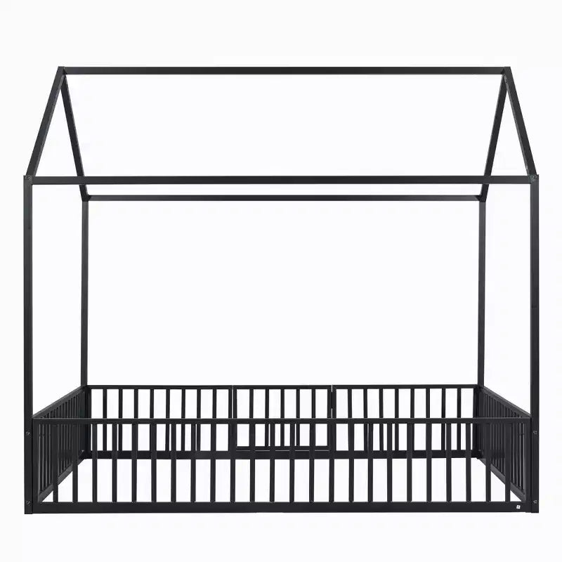 Letto per bambini in metallo a forma di Casa Bianca con recinzione e porta, 1 posto