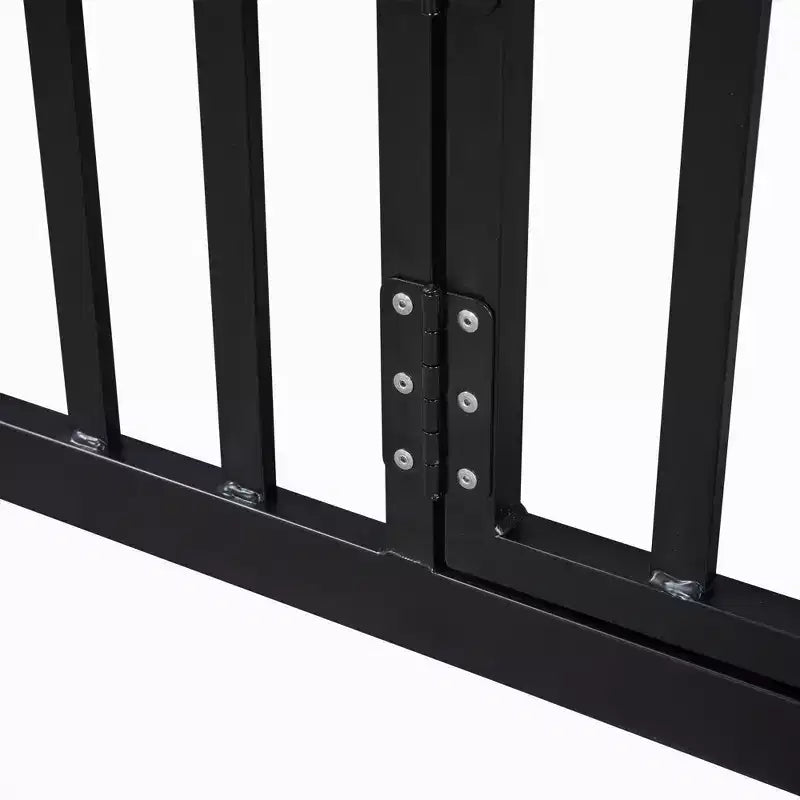 Letto per bambini in metallo a forma di Casa Bianca con recinzione e porta, 1 posto