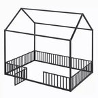 Letto per bambini in metallo a forma di Casa Bianca con recinzione e porta, 1 posto