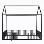 Letto per bambini in metallo a forma di Casa Bianca con recinzione e porta, 1 posto