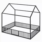 Letto per bambini in metallo a forma di Casa Bianca con recinzione e porta, 1 posto