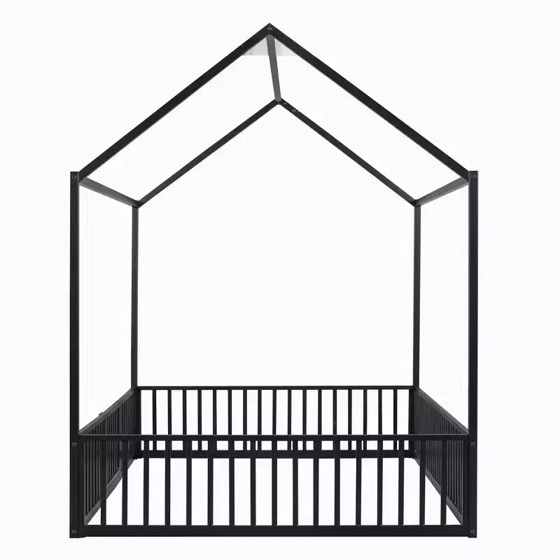 Letto per bambini in metallo a forma di Casa Bianca con recinzione e porta, 1 posto