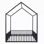 Letto per bambini in metallo a forma di Casa Bianca con recinzione e porta, 1 posto